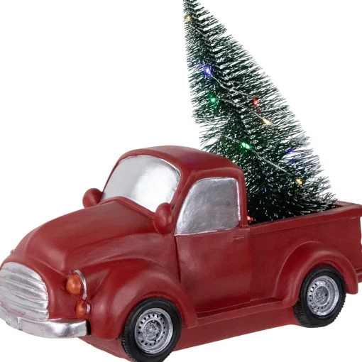 Discount LED Lighted Pine Tree in Vintage Truck Christmas Decoration - 10" - Red People
