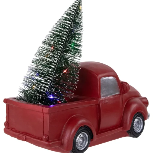 Discount LED Lighted Pine Tree in Vintage Truck Christmas Decoration - 10" - Red People