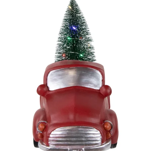 Discount LED Lighted Pine Tree in Vintage Truck Christmas Decoration - 10" - Red People