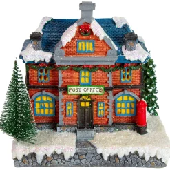 Best LED Lighted Post Office Christmas Village Decoration - 7" Building Sets