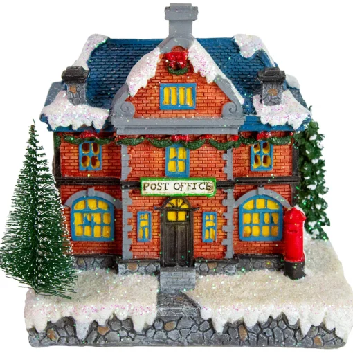 Best LED Lighted Post Office Christmas Village Decoration - 7" Building Sets