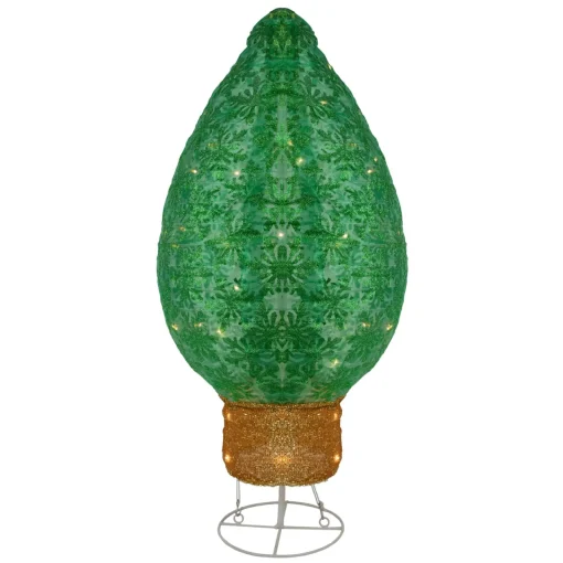 Outlet LED Lighted Retro Bulb Outdoor Christmas Decoration - 32" - Warm White - Green Lighted