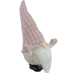 Clearance LED Lighted Round Rattan Christmas Gnome Figure - 14" - Pink and Cream Gnomes