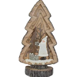 Outlet LED Lighted Rustic Glitter Christmas Tree with Winter Scene - 20" Trees