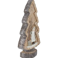 Outlet LED Lighted Rustic Glitter Christmas Tree with Winter Scene - 20" Trees