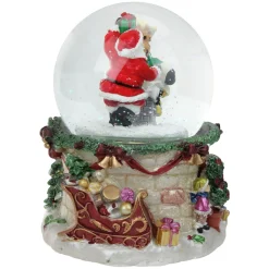 Outlet LED Lighted Santa and Reindeer Musical Christmas Snow Globe - 5.75" Animated & Musical