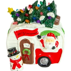 Clearance LED Lighted Santa and Snowman Camper Christmas Decoration - 7.75" Santa Claus