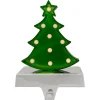 Best LED Lighted Shiny Christmas Tree Stocking Holder - 7" - Silver and Green Stocking Holders