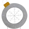Discount LED Lighted Silver Tinsel Ornament with Snowflake Outdoor Christmas Decoration - 21.5" Snowflakes