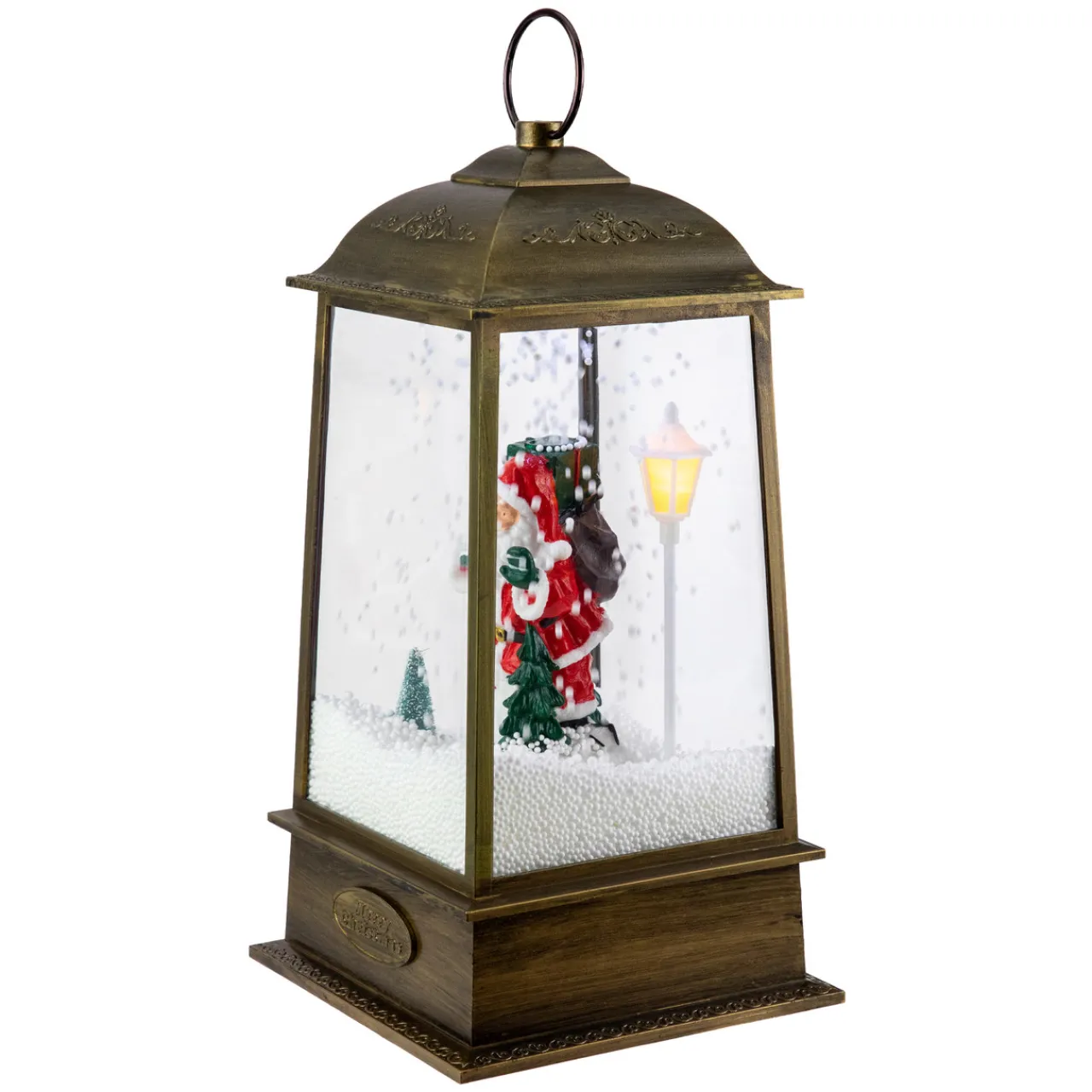 LED Lighted Snowing and Musical Santa Christmas Lantern - 13.5" Lanterns