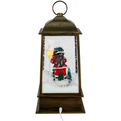 LED Lighted Snowing and Musical Santa Christmas Lantern - 13.5