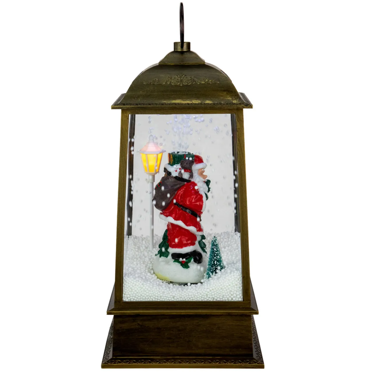 LED Lighted Snowing and Musical Santa Christmas Lantern - 13.5" Lanterns