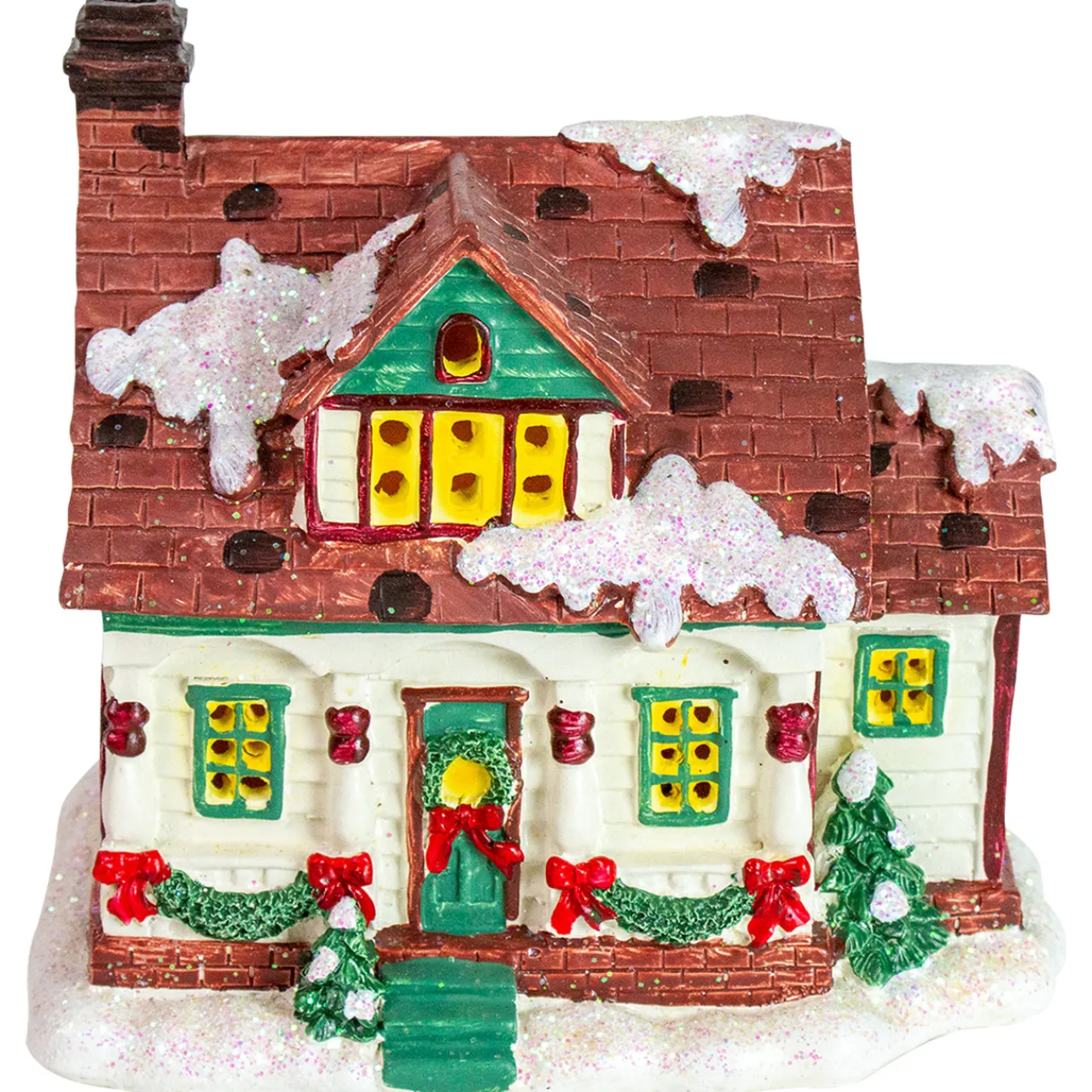 Online LED Lighted Snowy Cottage House Christmas Village Decoration - 6.5" Building Sets