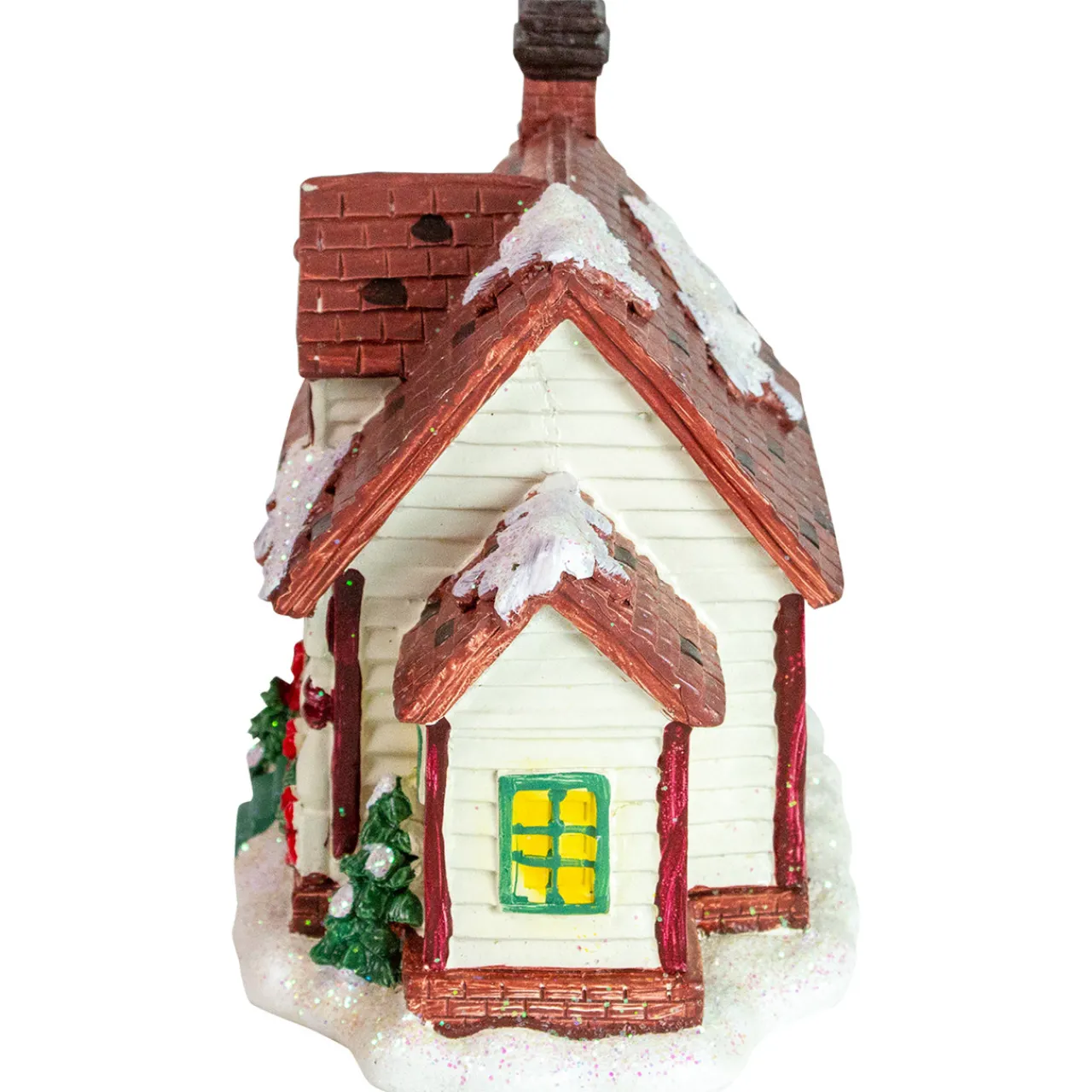 Online LED Lighted Snowy Cottage House Christmas Village Decoration - 6.5" Building Sets