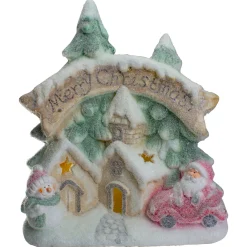 New LED Lighted Snowy Winter Village "Merry Christmas" Decoration - 16.5" Building Sets