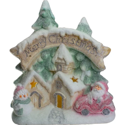 New LED Lighted Snowy Winter Village "Merry Christmas" Decoration - 16.5" Building Sets