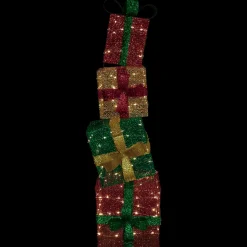 Outlet LED Lighted Stacked Christmas Gifts Outdoor Decoration - 53" - Warm White Gifts & Bows
