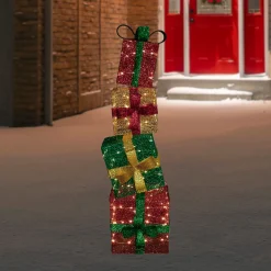Outlet LED Lighted Stacked Christmas Gifts Outdoor Decoration - 53" - Warm White Gifts & Bows