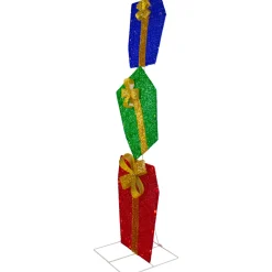 Online LED Lighted Stacked Tinsel Gift Boxes Outdoor Christmas Decoration - 48