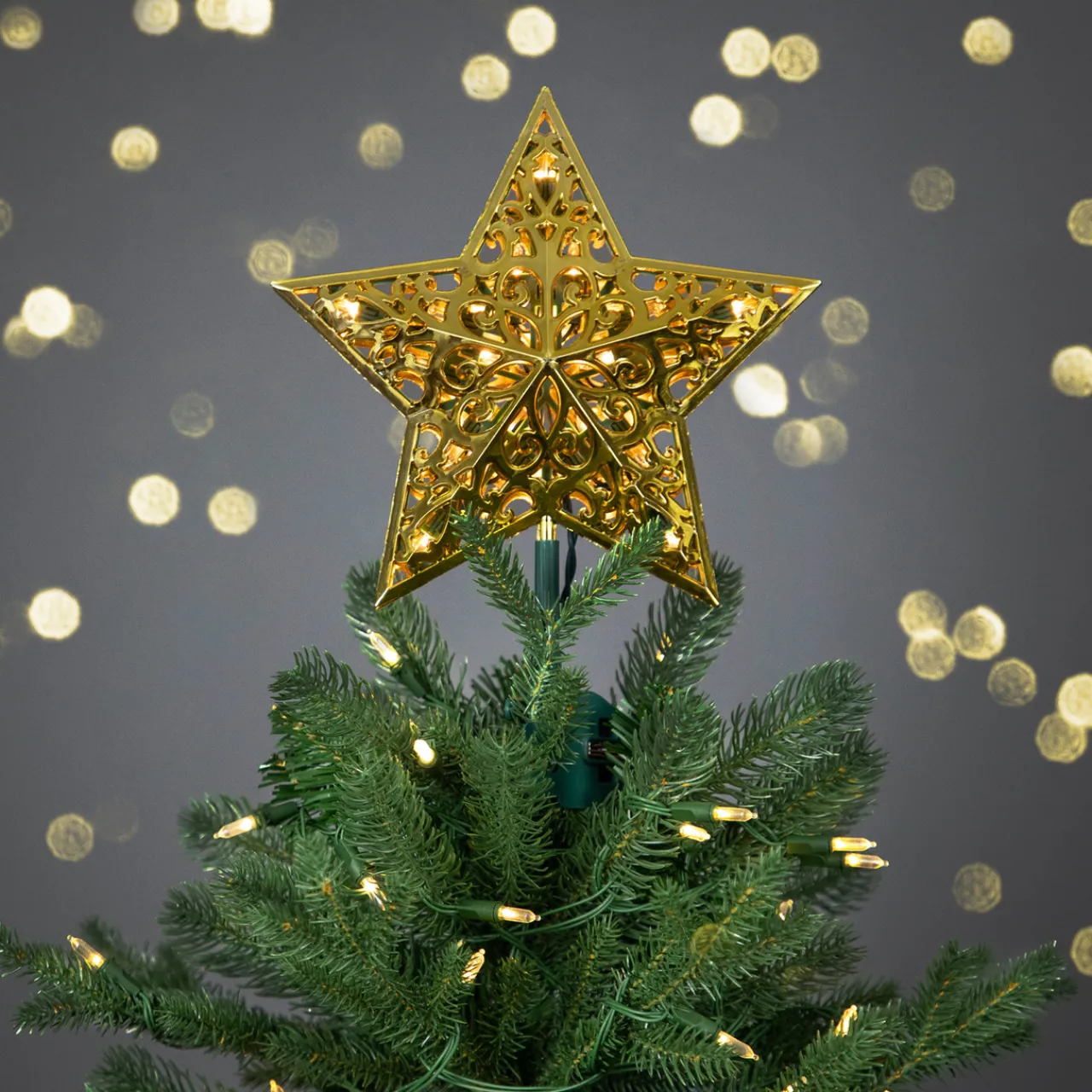 Discount LED Lighted Star Christmas Tree Topper - 9.5" - Gold Stars