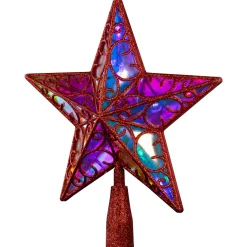 Discount LED Lighted Star Glittered Christmas Tree Topper - 11