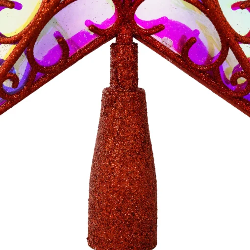 Discount LED Lighted Star Glittered Christmas Tree Topper - 11" - Red - Multicolor Lights Stars
