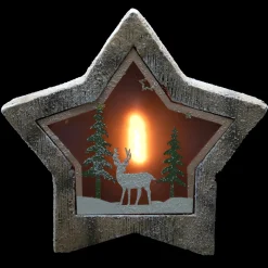 Outlet LED Lighted Star with Reindeer in the Woods Scene Christmas Decoration - 13.25" Animals