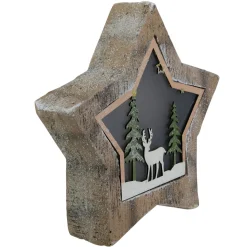 Outlet LED Lighted Star with Reindeer in the Woods Scene Christmas Decoration - 13.25