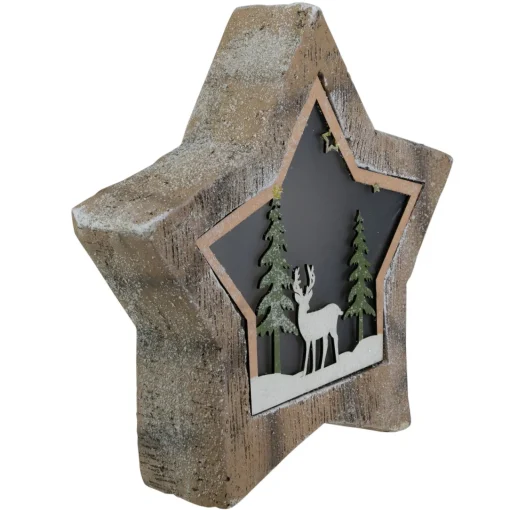 Outlet LED Lighted Star with Reindeer in the Woods Scene Christmas Decoration - 13.25" Animals
