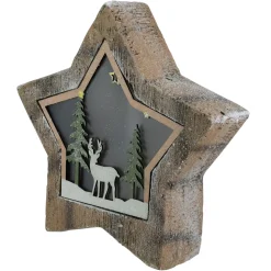 Outlet LED Lighted Star with Reindeer in the Woods Scene Christmas Decoration - 13.25
