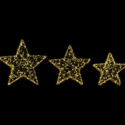Discount LED Lighted Stars Outdoor Christmas Decorations - 14" - Gold - Set of 3 Stars