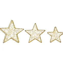 Discount LED Lighted Stars Outdoor Christmas Decorations - 14" - Gold - Set of 3 Stars