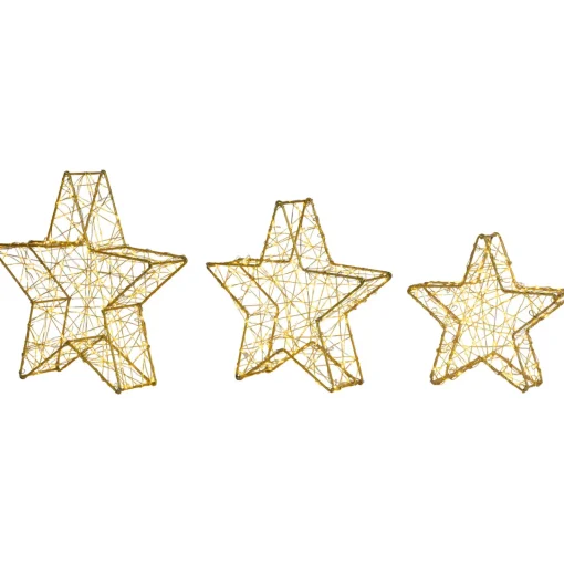 Discount LED Lighted Stars Outdoor Christmas Decorations - 14" - Gold - Set of 3 Stars