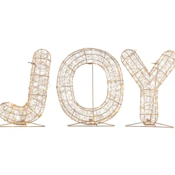 Best LED Lighted Twinkle "Joy" Metal Wire Outdoor Christmas Decoration - 16" - Gold Yard Signs