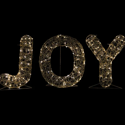 Best LED Lighted Twinkle "Joy" Metal Wire Outdoor Christmas Decoration - 16" - Gold Yard Signs