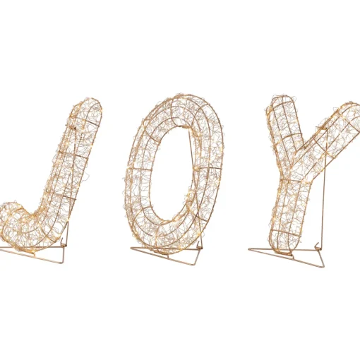 Best LED Lighted Twinkle "Joy" Metal Wire Outdoor Christmas Decoration - 16" - Gold Yard Signs