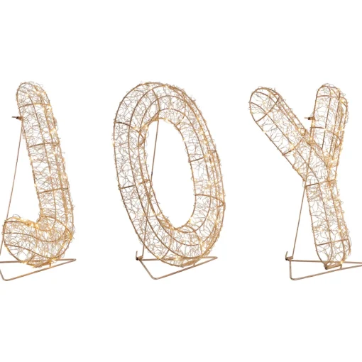 Best LED Lighted Twinkle "Joy" Metal Wire Outdoor Christmas Decoration - 16" - Gold Yard Signs