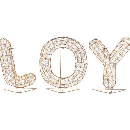 Best LED Lighted Twinkle "Joy" Metal Wire Outdoor Christmas Decoration - 16" - Gold Yard Signs