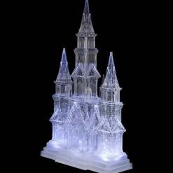 Clearance LED Lighted Winter Church Acrylic Christmas Decoration - 17.5