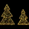 Clearance LED Lighted Wire Christmas Tree Decorations - 14" - Gold - Set of 2 Trees