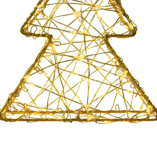 Clearance LED Lighted Wire Christmas Tree Decorations - 14" - Gold - Set of 2 Trees