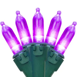 Clearance LED Mini Christmas Lights - Purple -33' Green Wire - 100ct Led