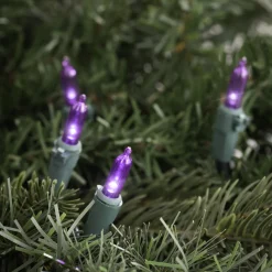 Clearance LED Mini Christmas Lights - Purple -33' Green Wire - 100ct Led
