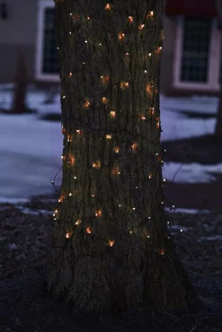 Best LED Net Style Tree Trunk Wrap Christmas Lights - Orange - 2' x 8' - Brown Wire Novelty