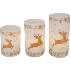 New LED Reindeer Flameless Flickering Wax Pillar Christmas Candles - 6