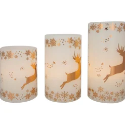 New LED Reindeer Flameless Flickering Wax Pillar Christmas Candles - 6