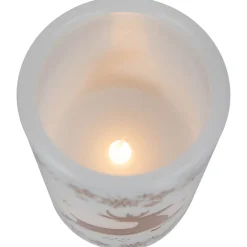 New LED Reindeer Flameless Flickering Wax Pillar Christmas Candles - 6