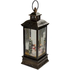 LED Snowman Family Brushed Christmas Lantern Snow Globe - 11
