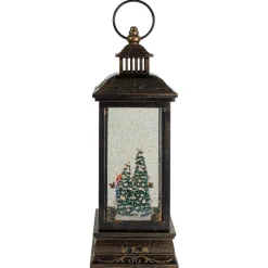 LED Snowman Family Brushed Christmas Lantern Snow Globe - 11