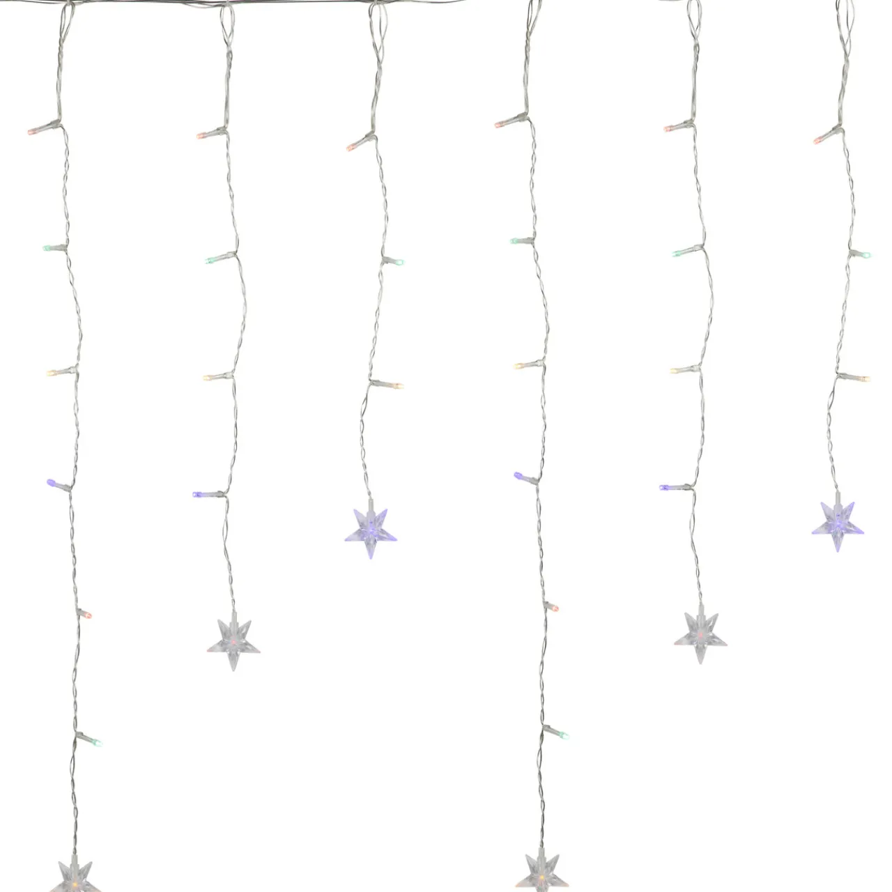 Best LED Stars Icicle Christmas Lights - Multi-Color - 29.5' Clear Wire - 400ct Icicles